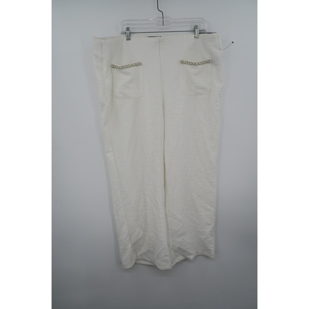 JONES NEW YORK Womens White Textured Pants Pearl Embellished Pockets Size 2X - Picture 8 of 8